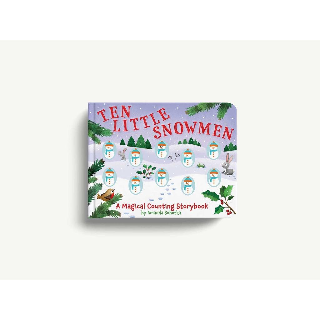 Image of the cover of the 10 Little Snowmen book. On the cover is a wintry scene with 10 small matching snowmen.