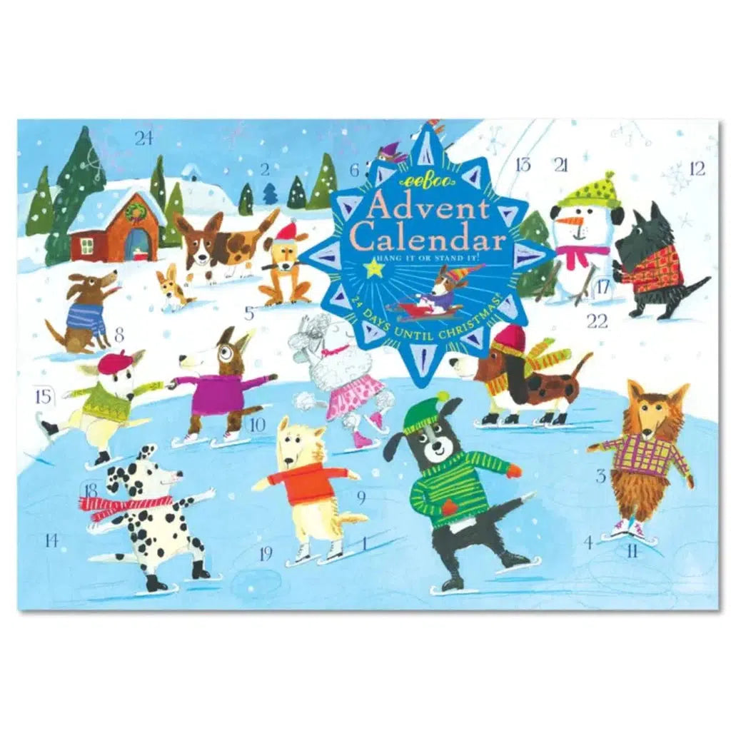 this image shows the skating dogs advent calendar set