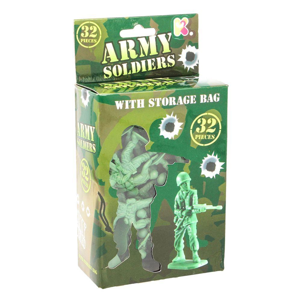 image shows the classic green toy soildier toy in a box