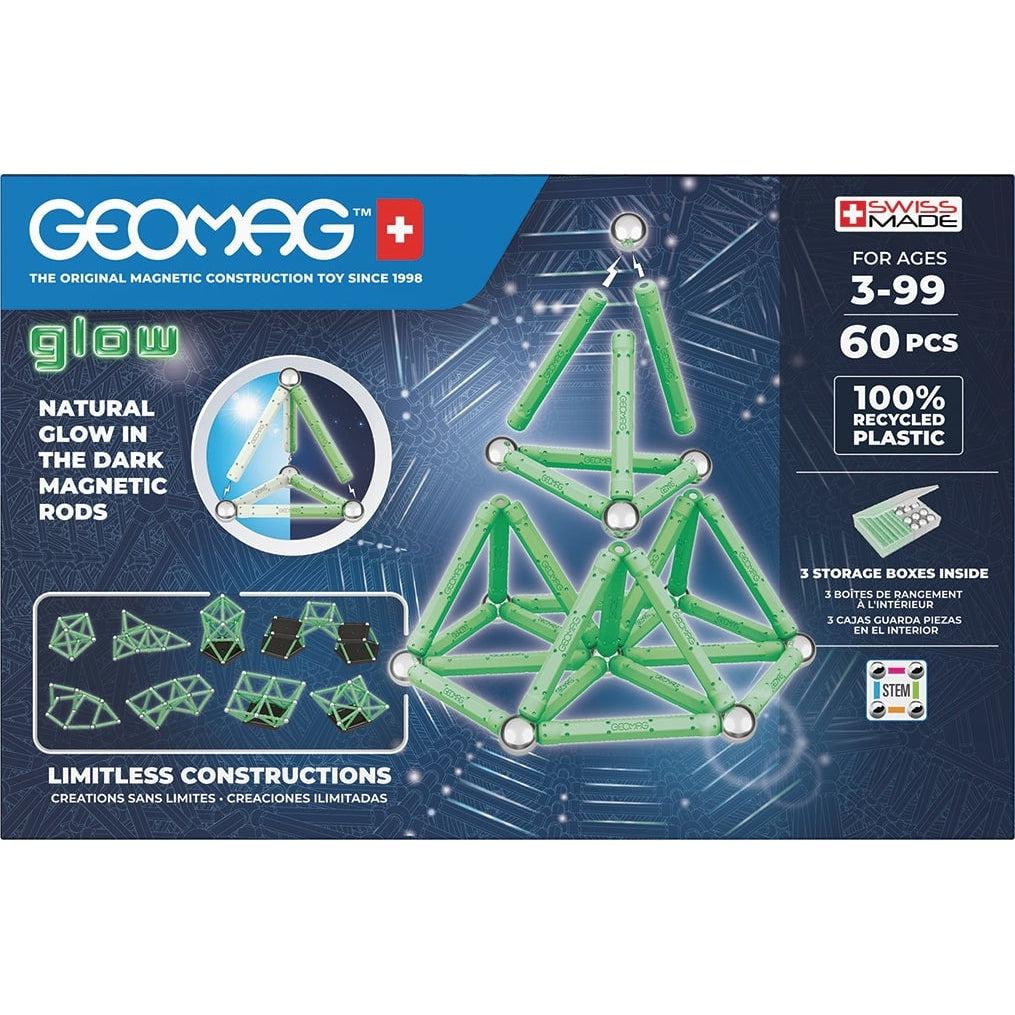 Image of the packaging for the Classic Glow Recycled 60pc set. On the front it shows graphics depicting the rod's color in the sun and in the dark.