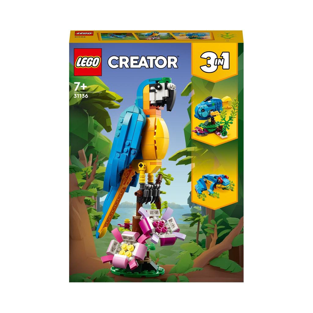 Image of the front of the box. On the front is a picture of each of the three different possible creations. 