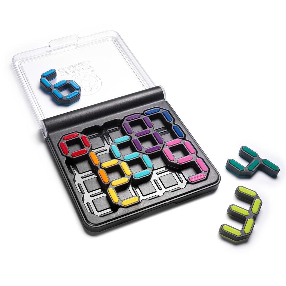 Image of the game outside of the box. It is a travel case with a digit grid that can be filled with number blocks.