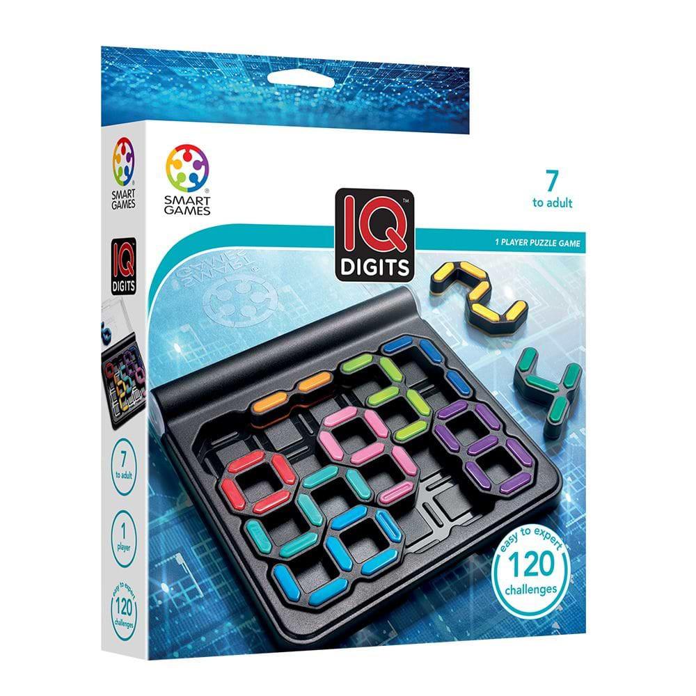 Image of the box for the game IQ Digets. On the front is a picture of the puzzle game.