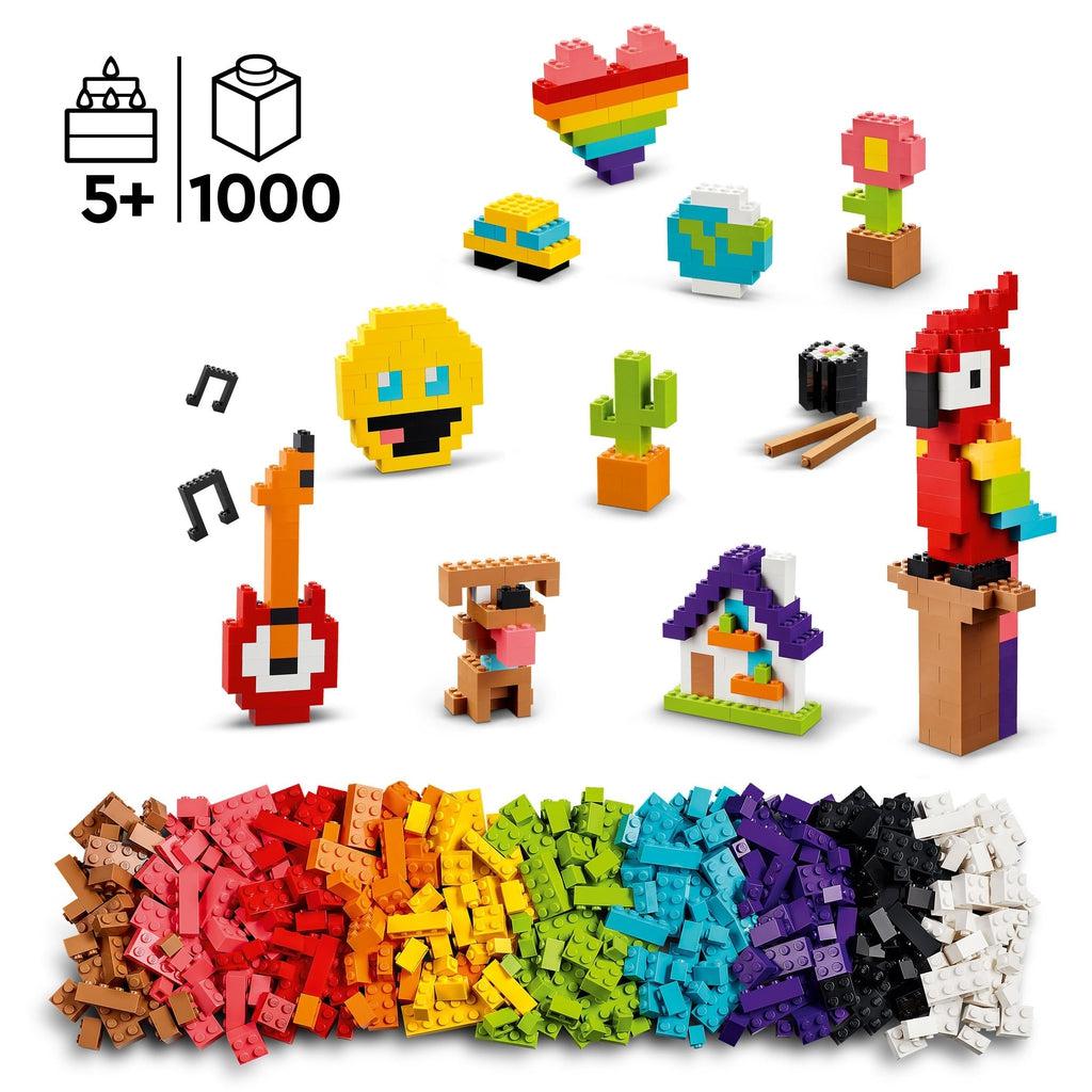 Image of some possible creations you can make with this creativity kit. Recommended Age: 5+ Number of Bricks: 1000