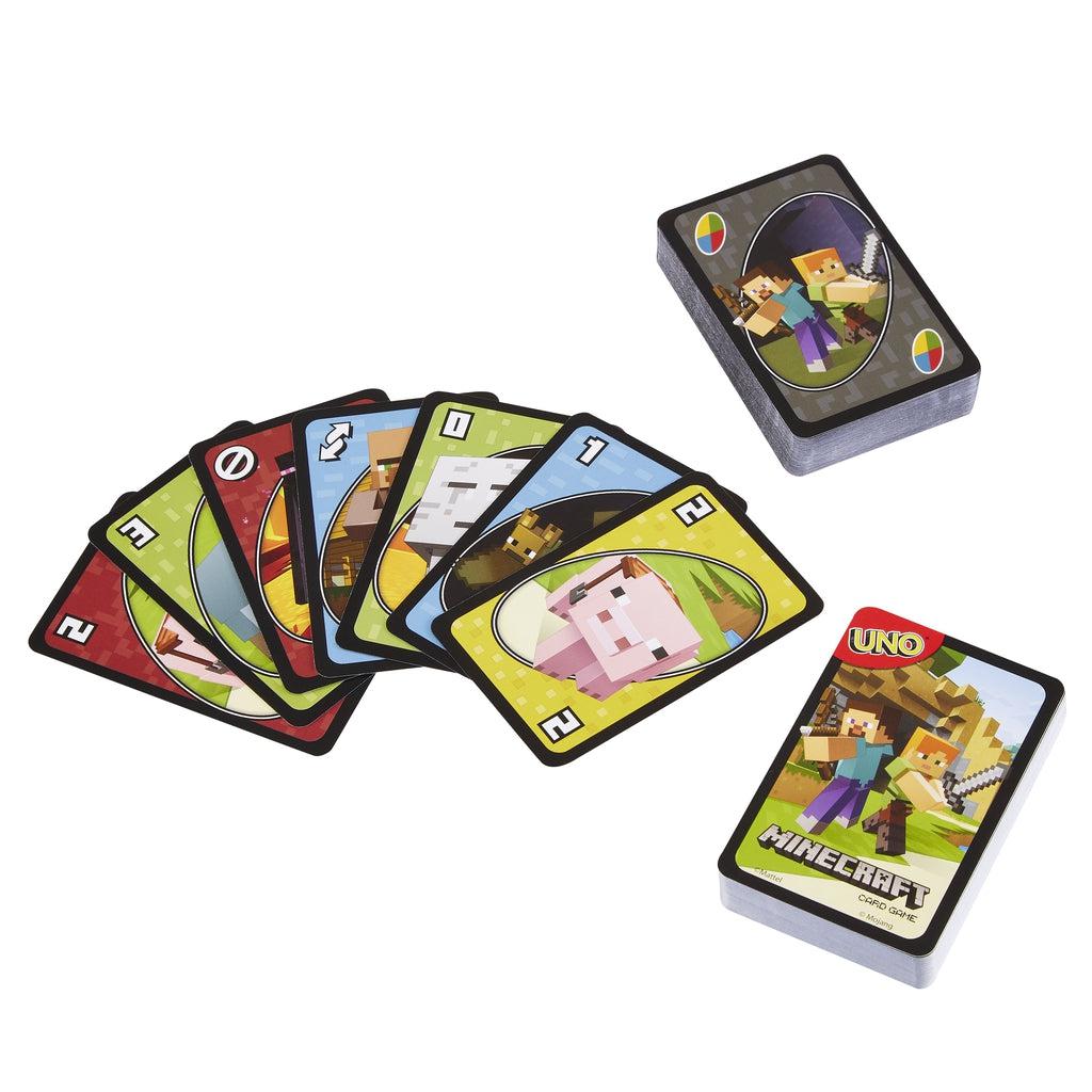 Image of the cards outside of the box. The back of the deck has Steve and Alex back to back holding weapons. 