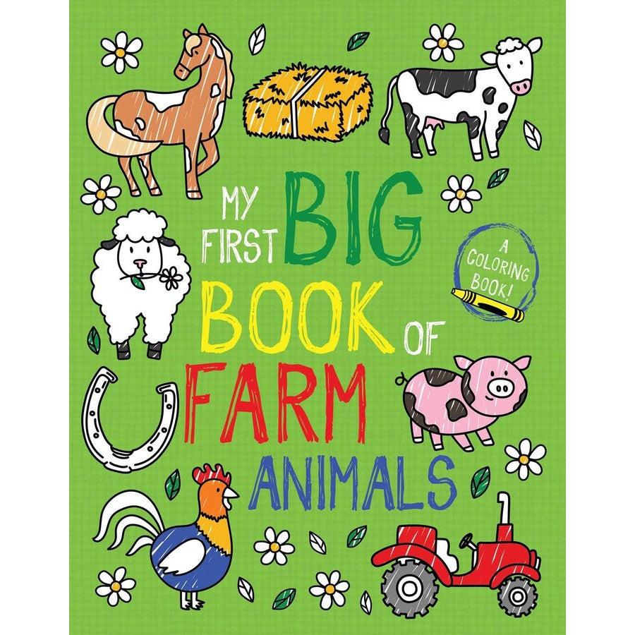 Image of the cover for the My First Big Book of Farm Animals book. On the front are sketchy illustrations of different farm animals.