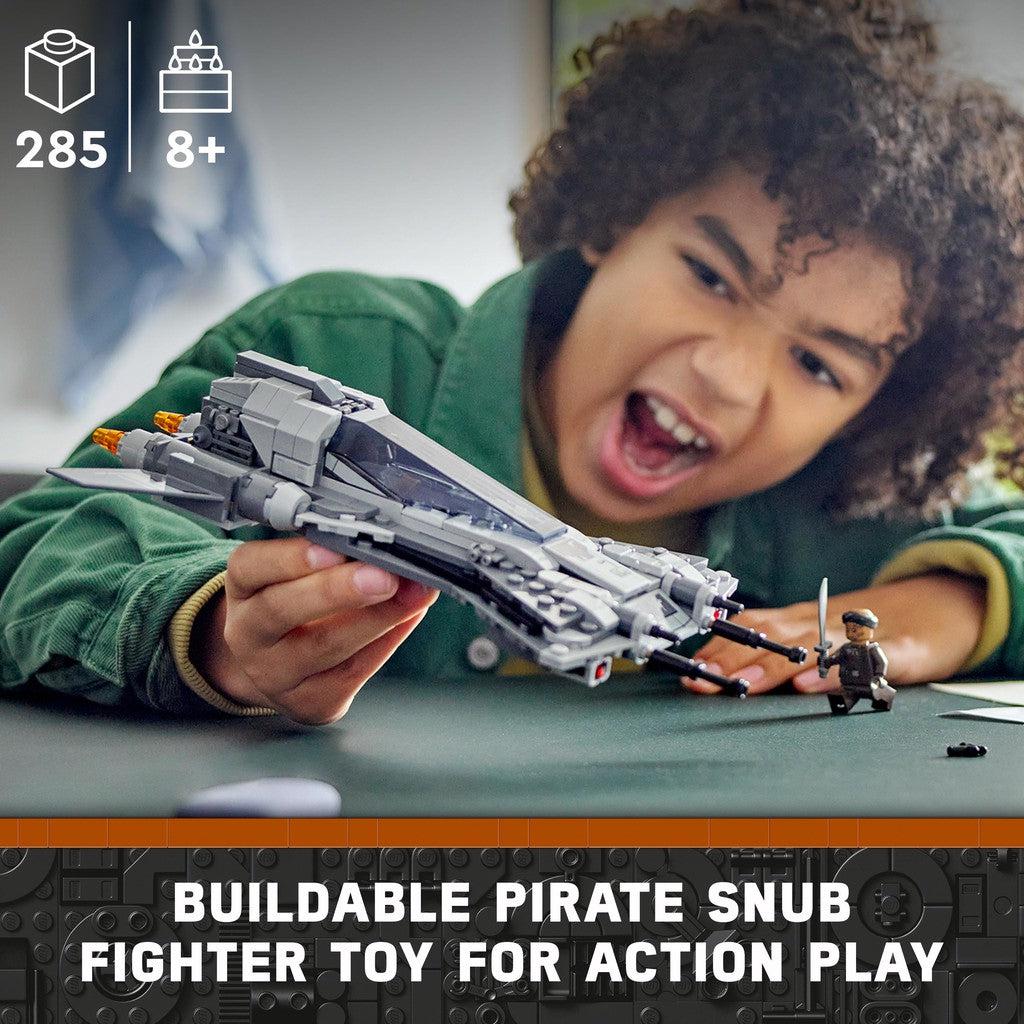 for ages 8+ with 285 LEGO pieces. Buildable pirate snub fighter toy for action play