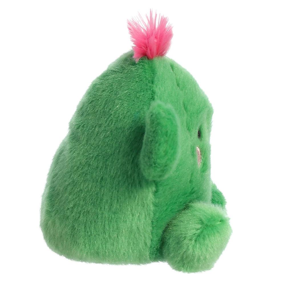 Side view of the cactus plush. From this angle you can see that he feet are coming off from the front while the arms are attached to the sides.