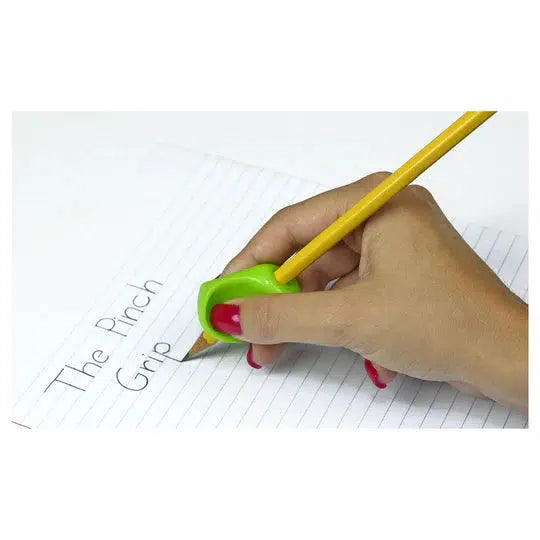 Shows how to hold the pencils using the pinch pencil grip.