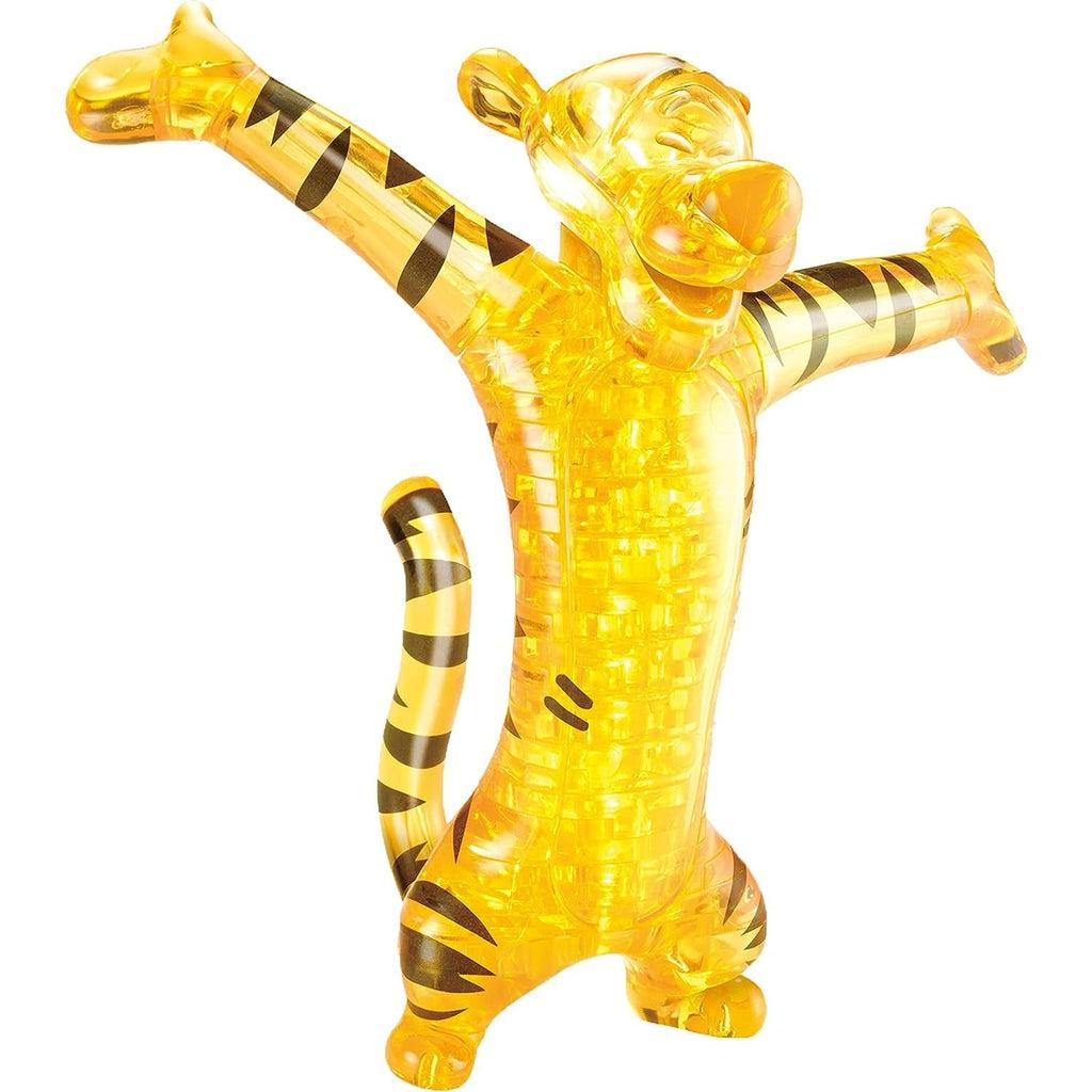 Image of the 3D Tigger crystal puzzle. It is an orange see-through 3D puzzle with some black stripes.