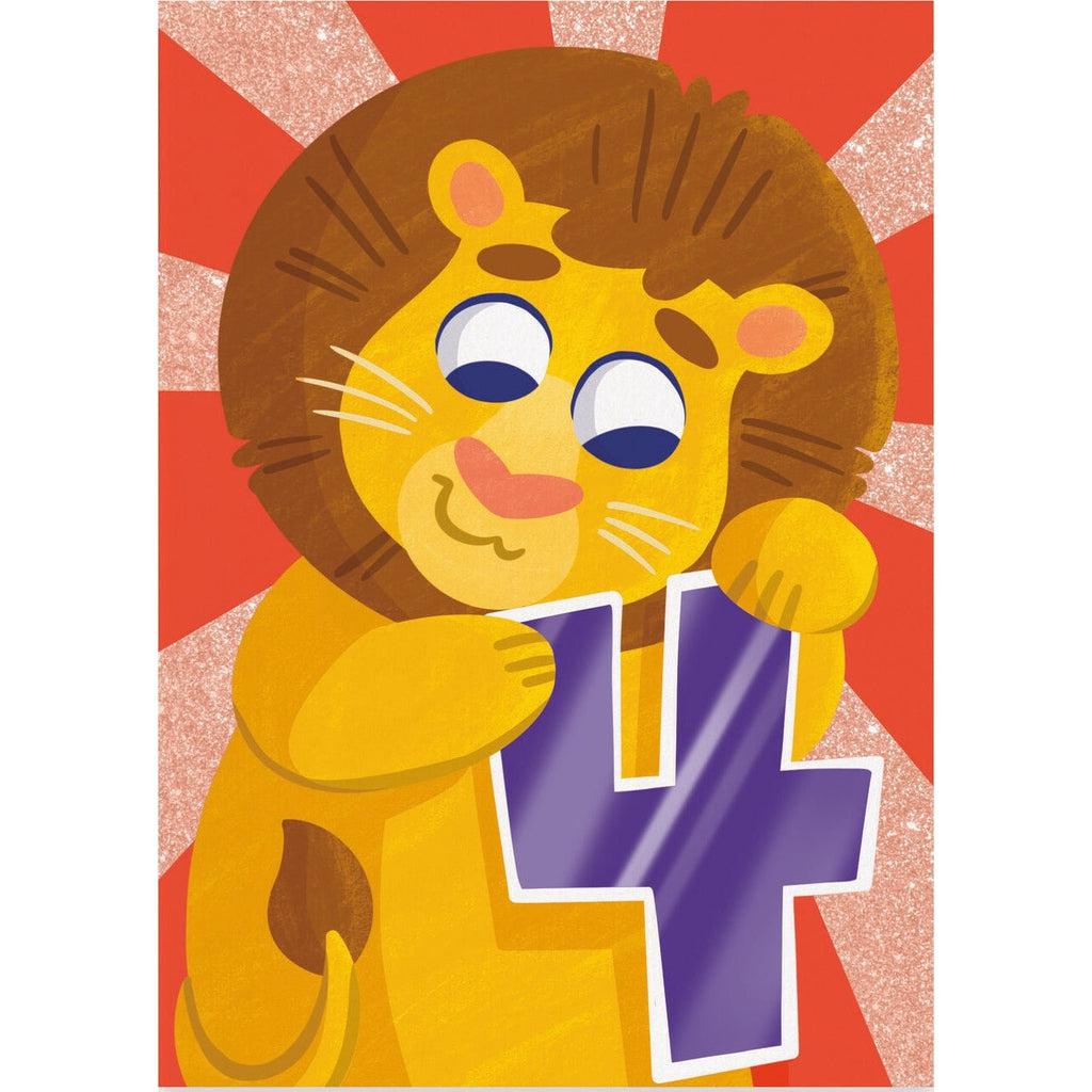 4 Years Old Lion - Birthday Card-Peaceable Kingdom-The Red Balloon Toy Store