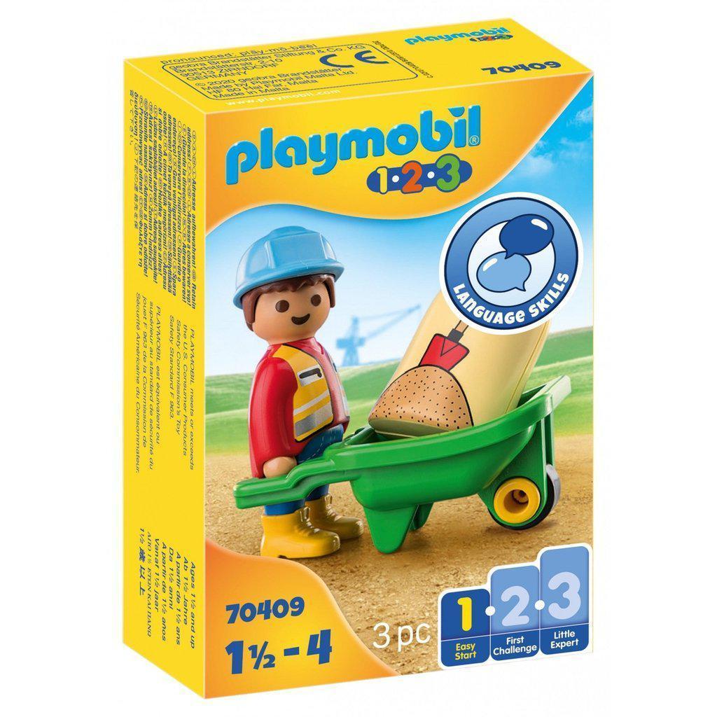 Construction Worker with Wheelbarrow Play Set-Playmobil-The Red Balloon Toy Store