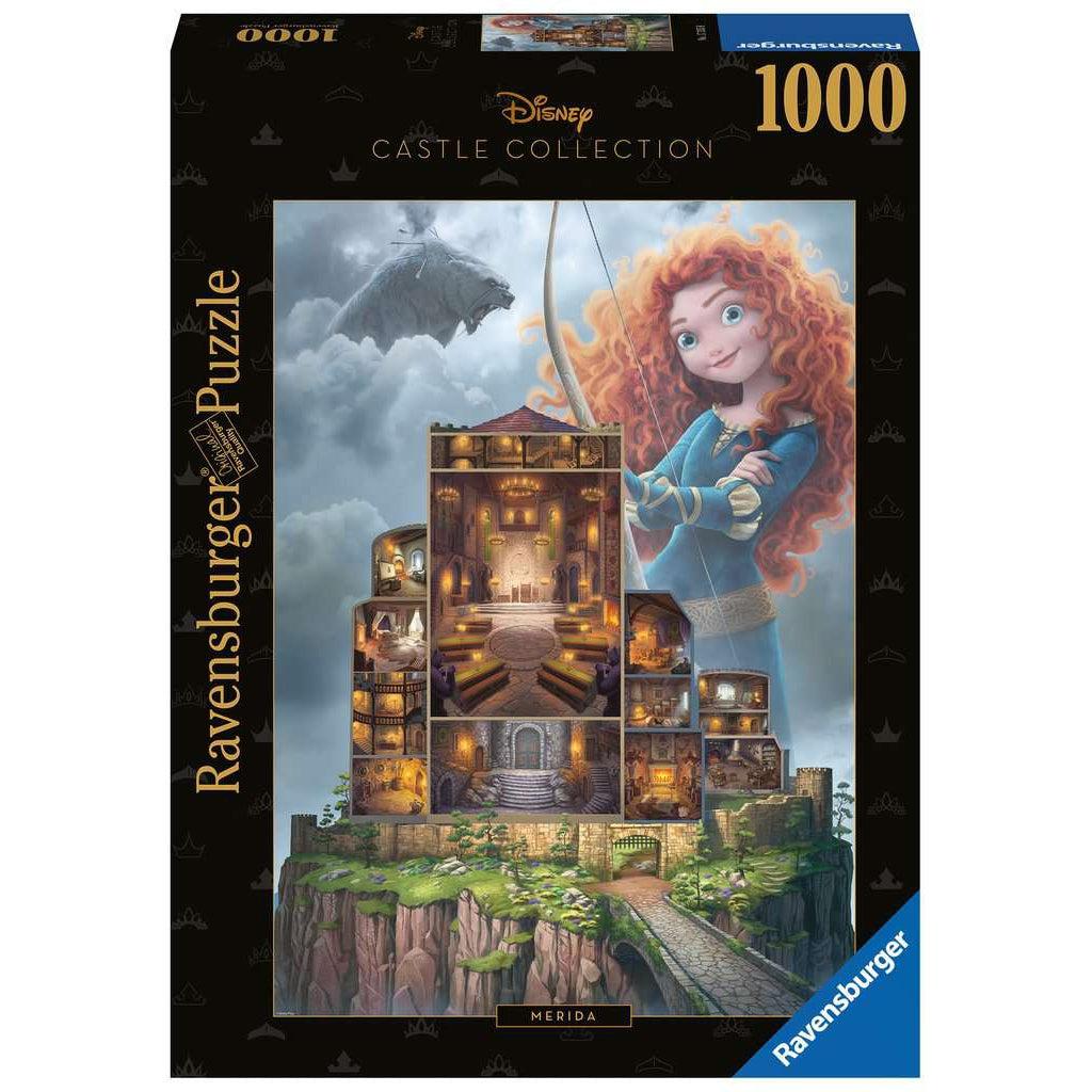 Puzzle box | Image of the castle from Disney's Brave cross sectioned with a large version of Merida standing behind it. | 1000pcs