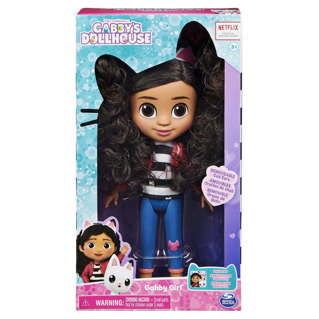 Gabby Girl Doll in packaging | Doll comes in box with cat shaped cut out to reveal doll in front. Box has blue and pink patterns on the outside.