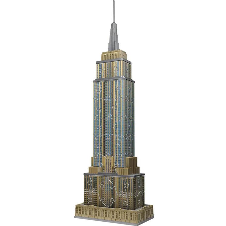 Image of assembled puzzle | Puzzle is composed of jigsaw style pieces and replicates the image of the Empire State Building in New York.