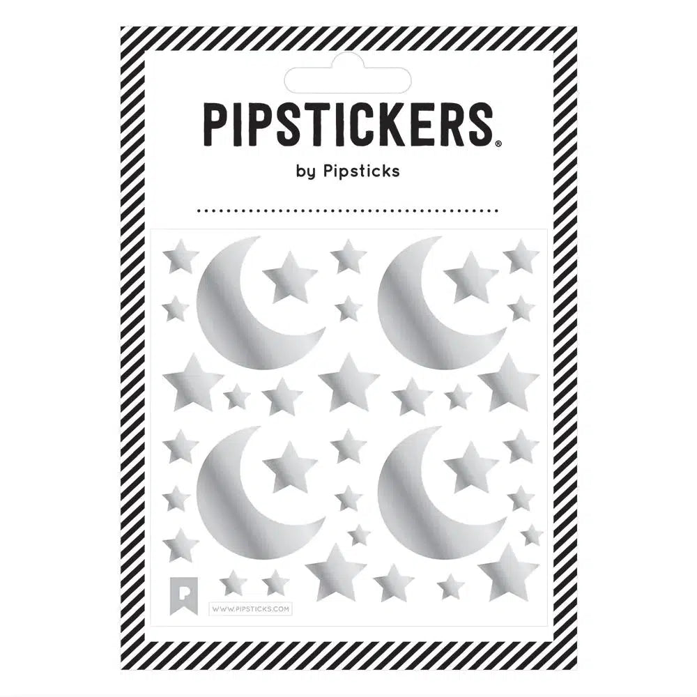 Silver Holographic Moon & Stars Stickers-PipStickers-The Red Balloon Toy Store