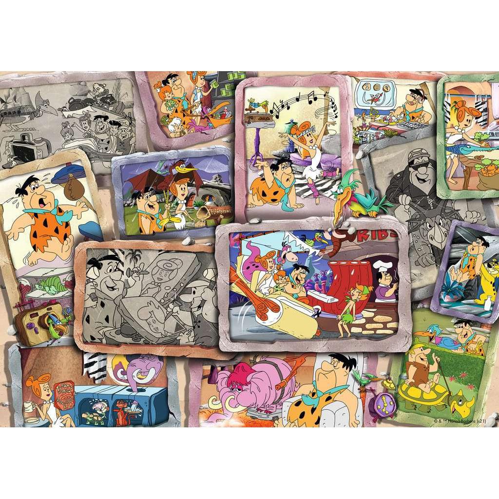 Image of puzzle | Various scenes from The Flinstones cartoon on overlapping stone slabs