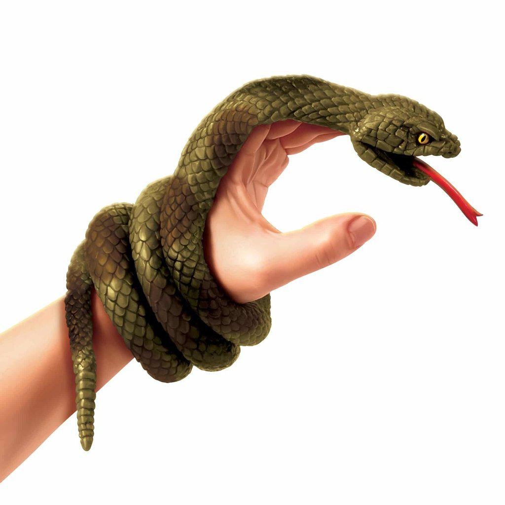 Shows that the snake can be controlled like a puppet with your finger.