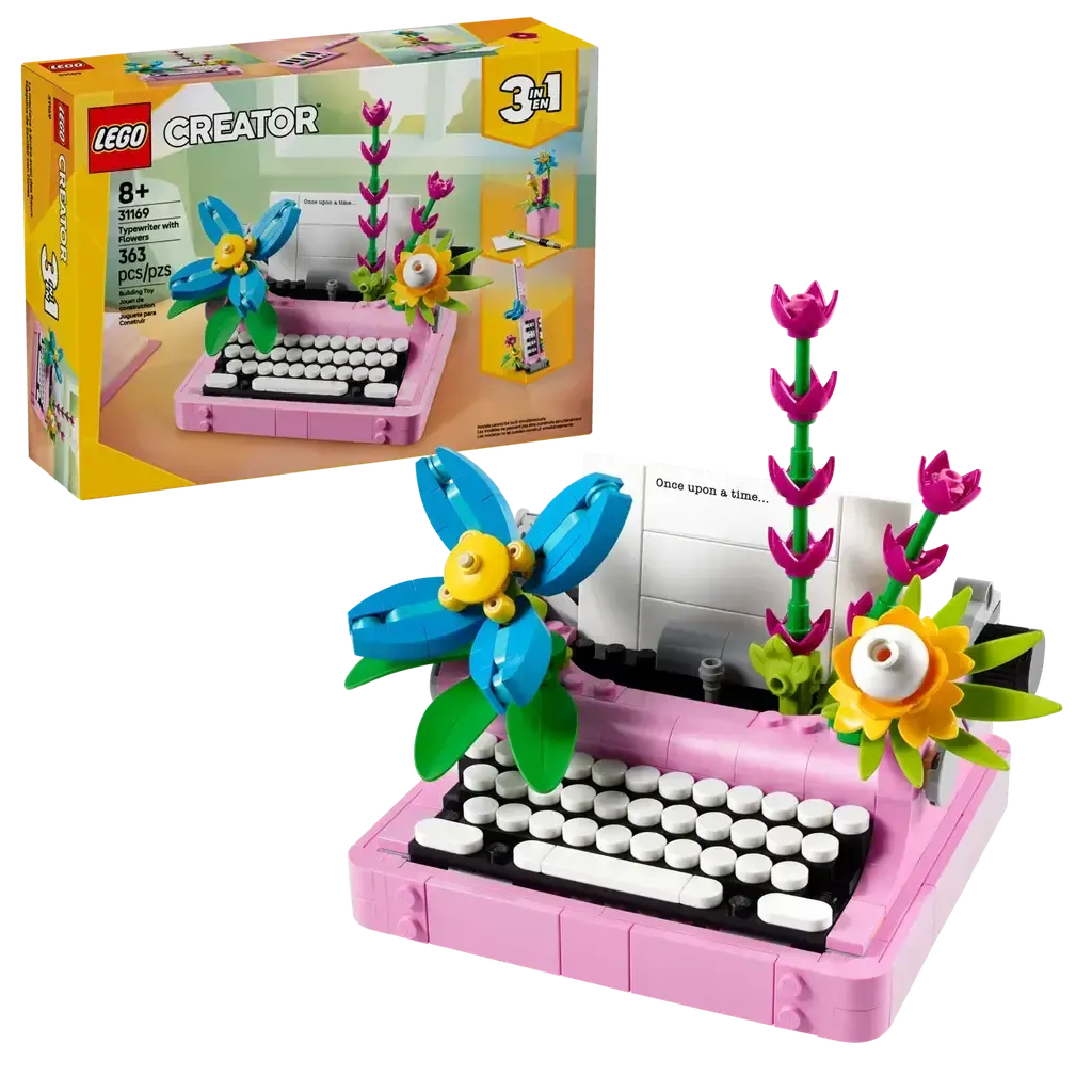 3-in-1 Typewriter with Flowers-LEGO-The Red Balloon Toy Store