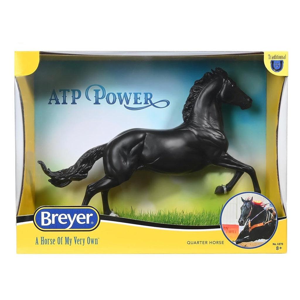 Image of the packaging for the ATP Power figurine. Most of the front is cut away and covered in clear plastic so you can see the figurine inside.