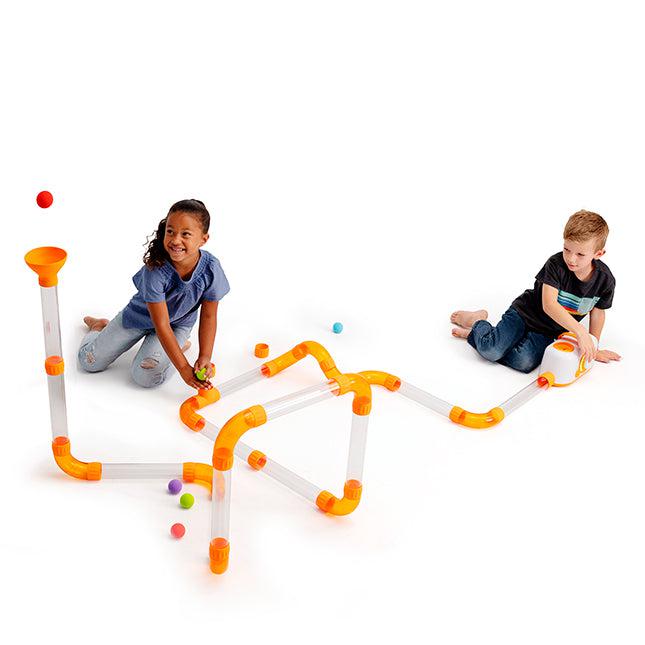 two children playing with an airtoobz set created from the base and expansion packs