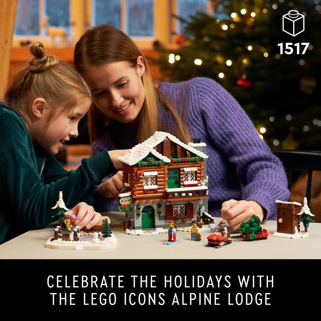for ages 18+ with 1517 LEGO pieces. Celebrate the holidays with the LEGO icons alpine lodge
