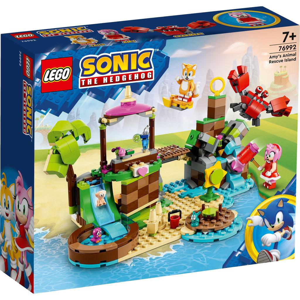 image shows the box for LEGO Sonic the Hedgehog, Amy's Animal Rescue. There is a LEGO beach for an animal shelter, and an evil crab for amy and tails to defeat. 