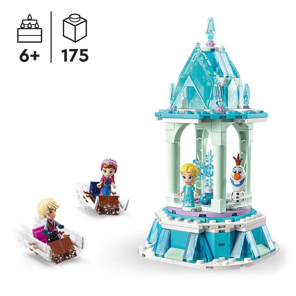 Image shows LEGO anna, elsa, Olaf, and Christof. for ages 6+ with 175 LEGO pieces