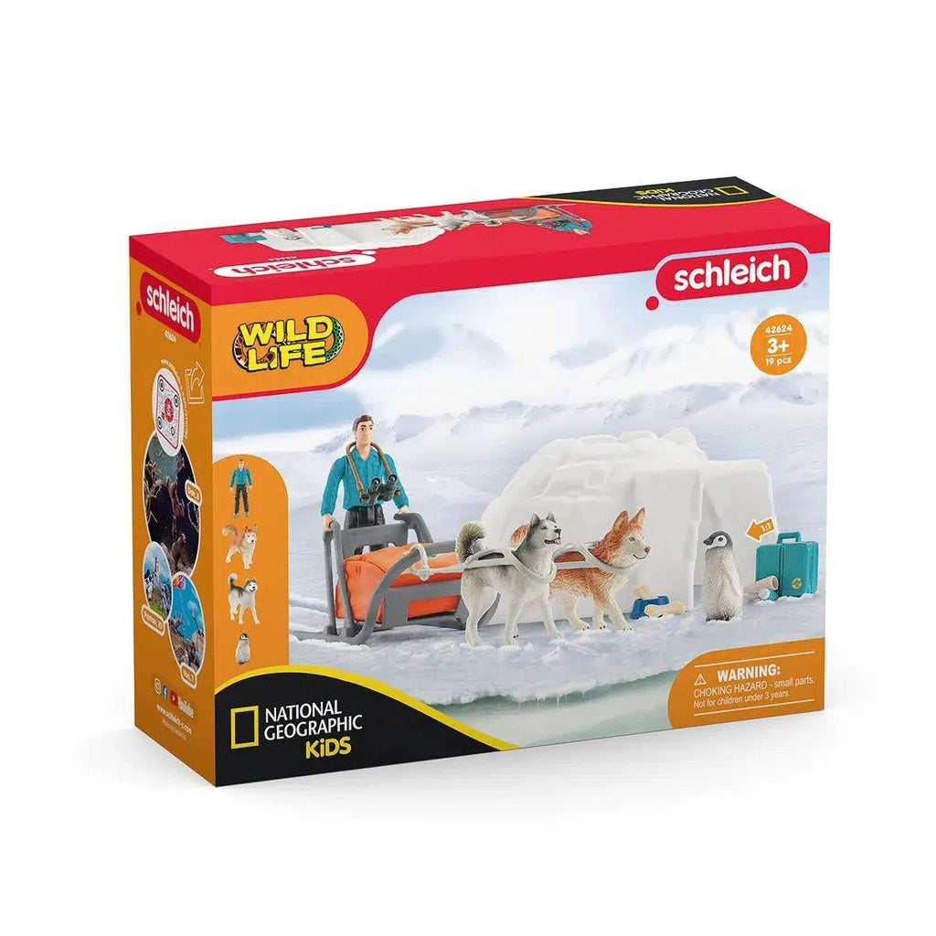 Image of the packaging for the Antarctic Expedition play set. On the front is a picture of all the included pieces of the play set.