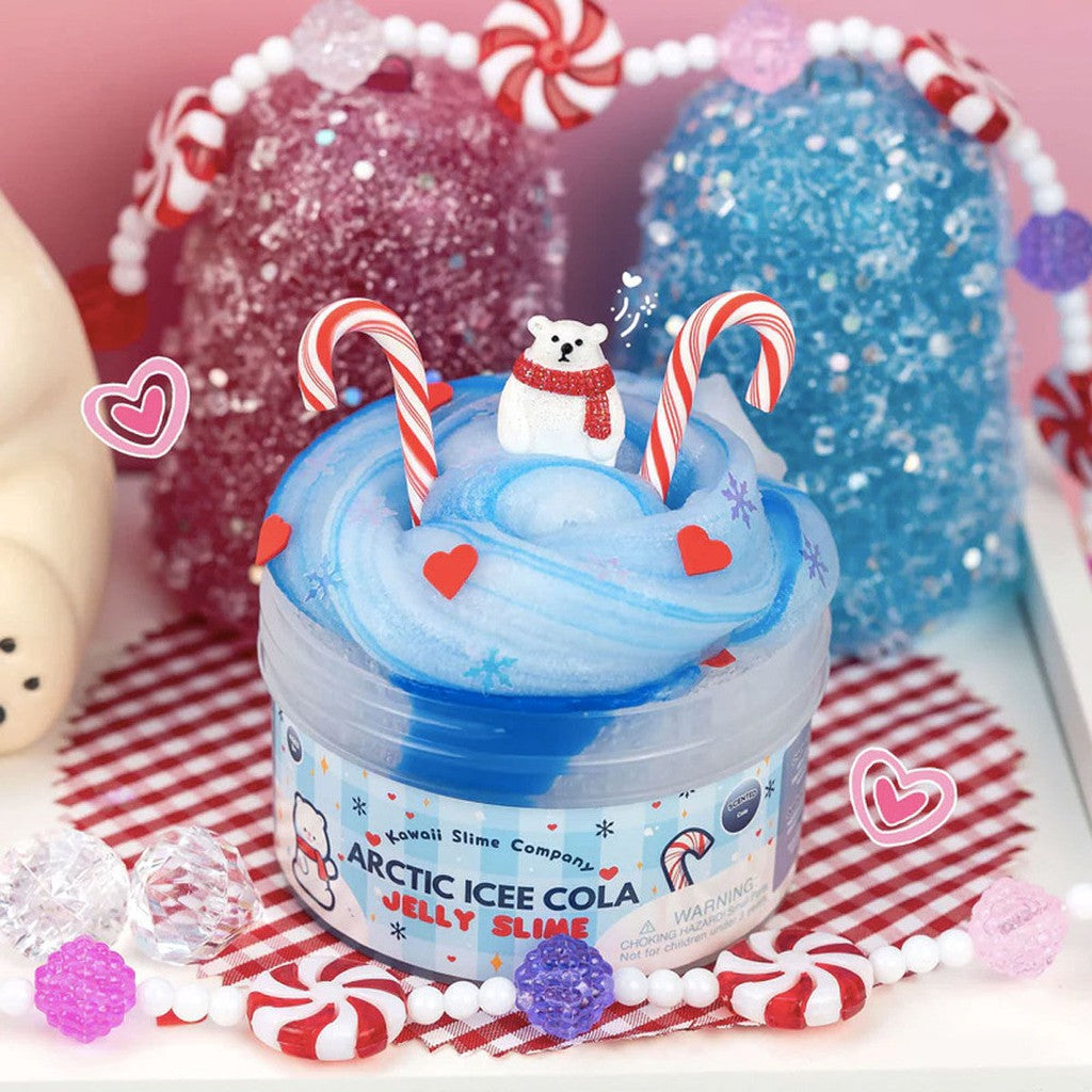image shows blue slime with a polar bear and peppermint