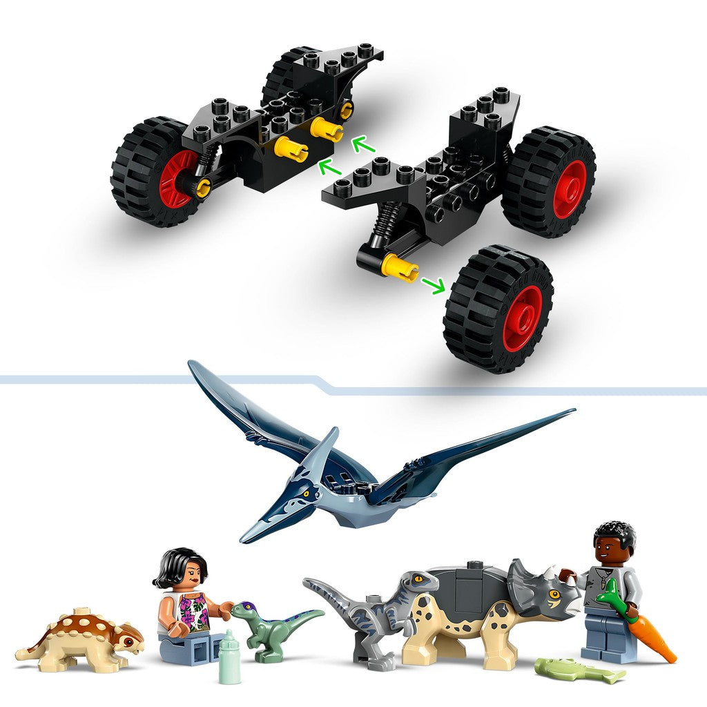 the LEGO jeep is easy to attach for young builders and the baby dinosaurs are fun to play with