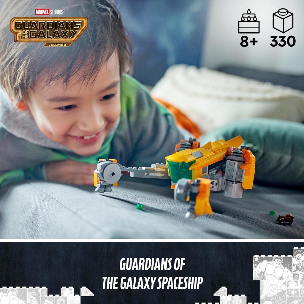 for ages 8+ with 330 LEGO pieces. Guardians of the Galaxy Spaceship