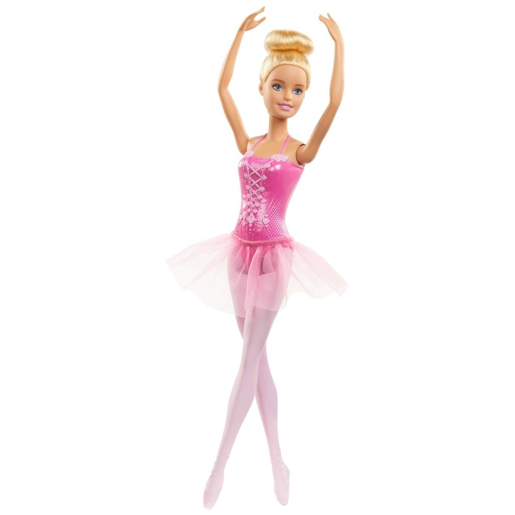 Shows that you can position the doll in different ways to form ballerina steps.