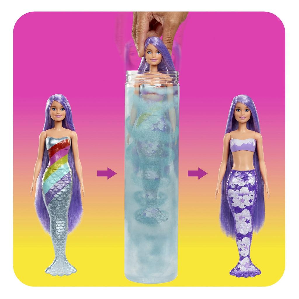 Shows how to reveal which mermaid you got. You submerge the doll in water to reveal the color!