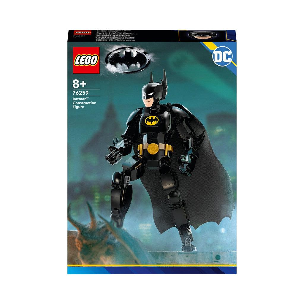 image shows the box for LEGO Batman Construction Figure. batman is looking over gotham city in the box.