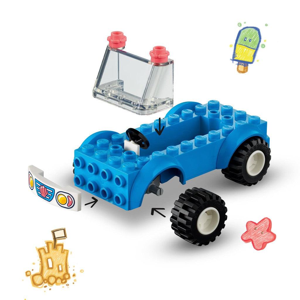 image shows the beach buggy and how easy it is to build with LEGO 