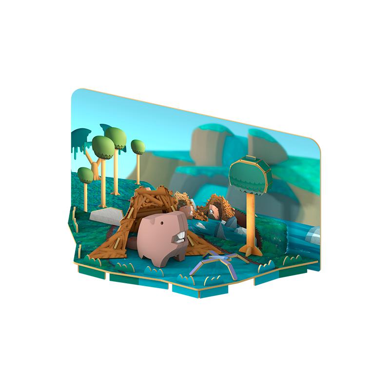 Image of the included river diorama. The beaver figurine fits best in the center of the diorama to make the scene complete.
