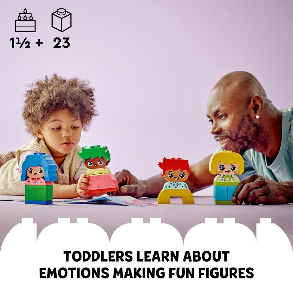 for ages 18 months up with 23 LEGO DUPLO pieces. Toddlers learn about emotions making fun figures