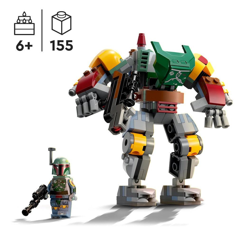 Boba Fett LEGO Mech is for ages 6+ with 155 LEGO pieces inside