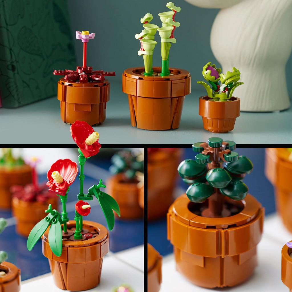 image shows a LEGO venus fly trap up close along with some other colorful LEGO platns