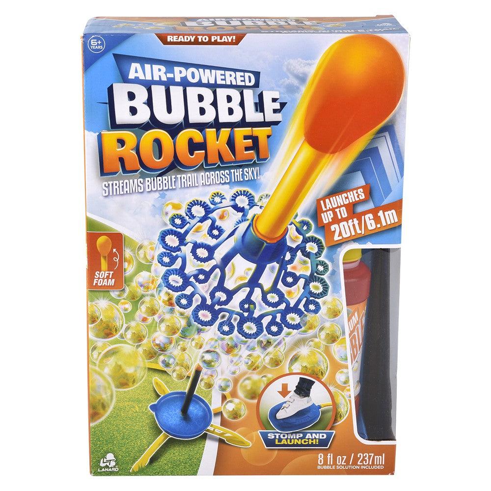 image shows a bubble rocket. streams bubbles across the sky. step on a pad to shoot the rocket