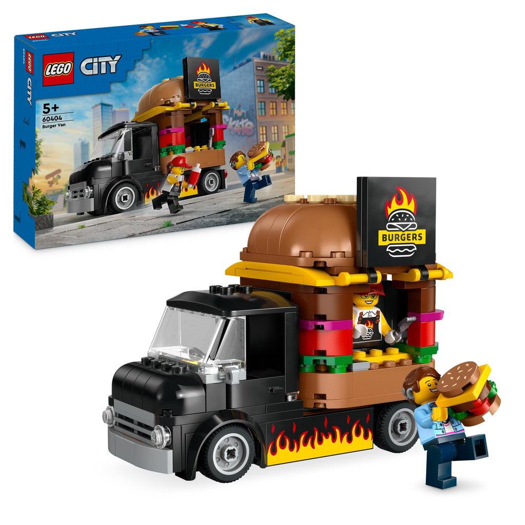 the LEGO city burger van is a large van with a bringer patty back wo serve burgers to the citizens of LEGO city. 
