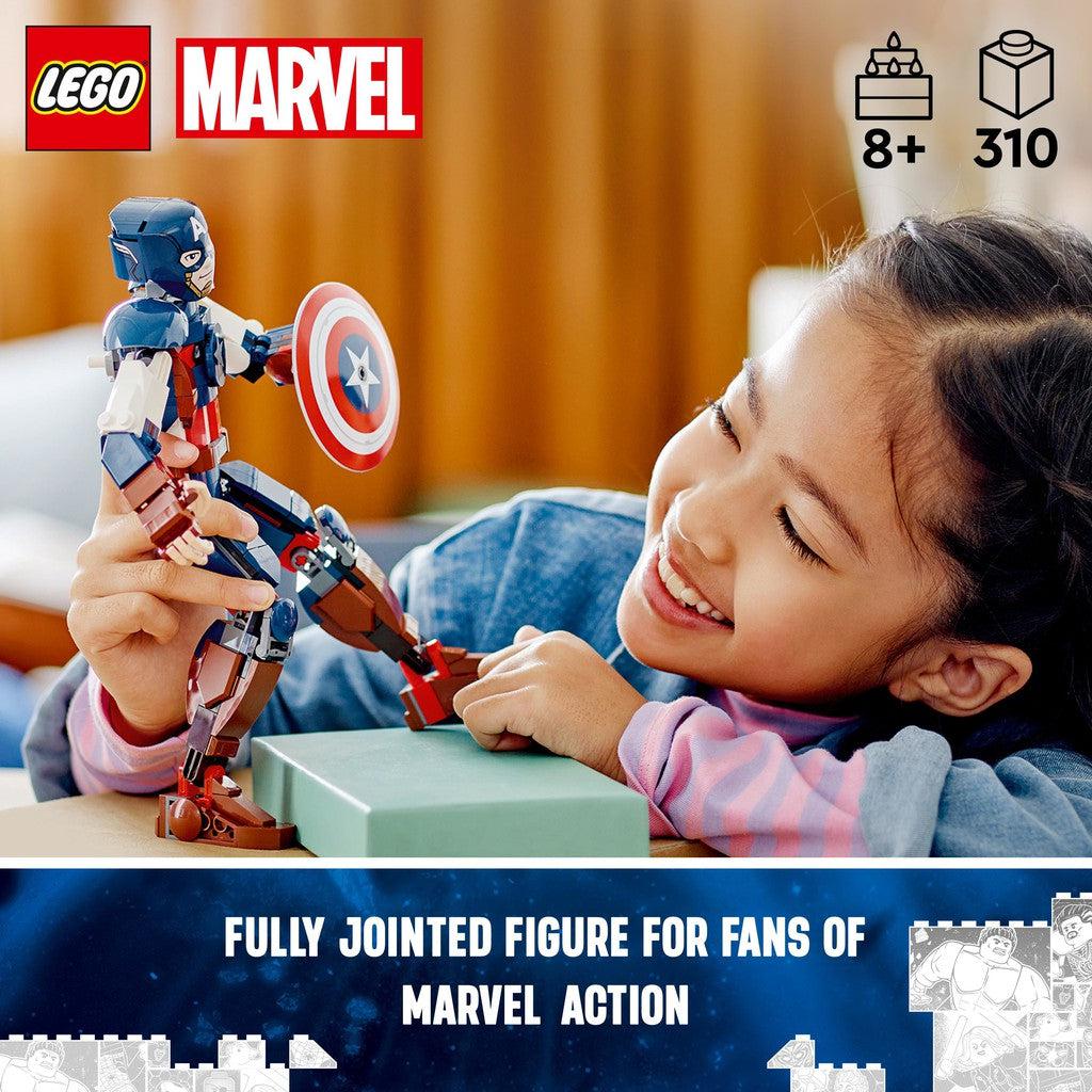 Fully jointed figure for fans of marvel action. for ages 8+ with 310 LEGO pieces