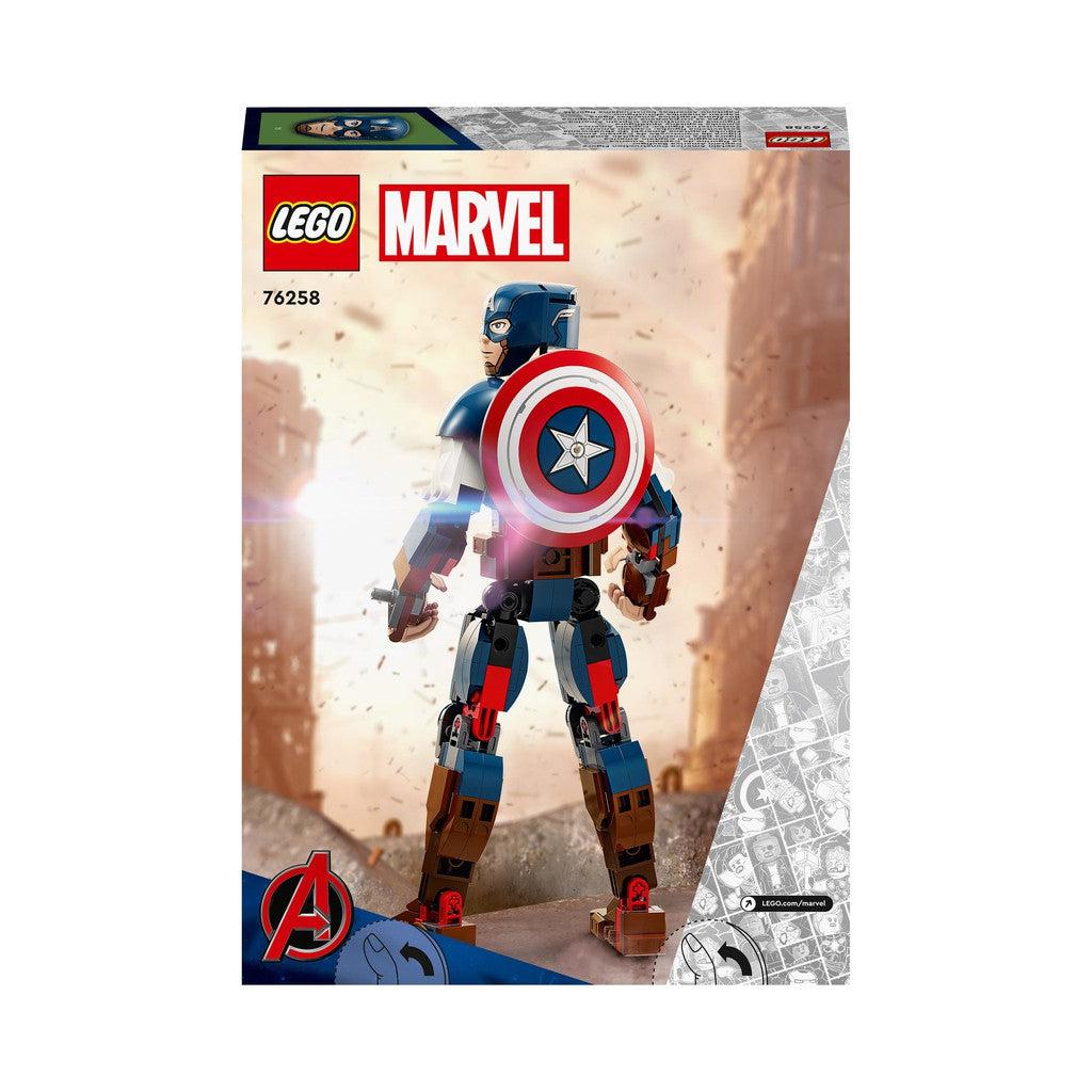 Captainimage shows the back of the box with LEGO captain america and his shield America Construction Figure-LEGO-The Red Balloon Toy Store