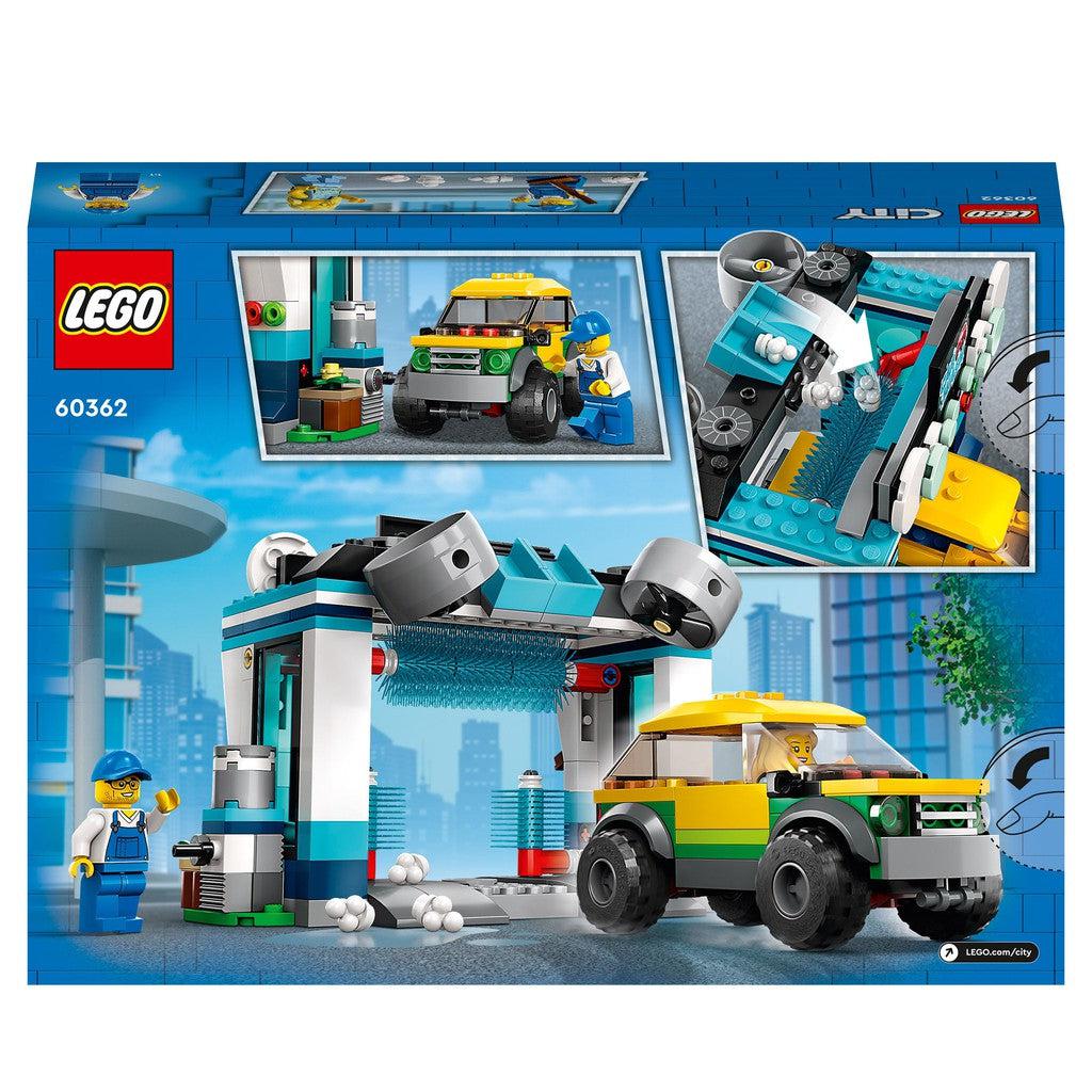 image shows the back of the box for the LEGO car wash