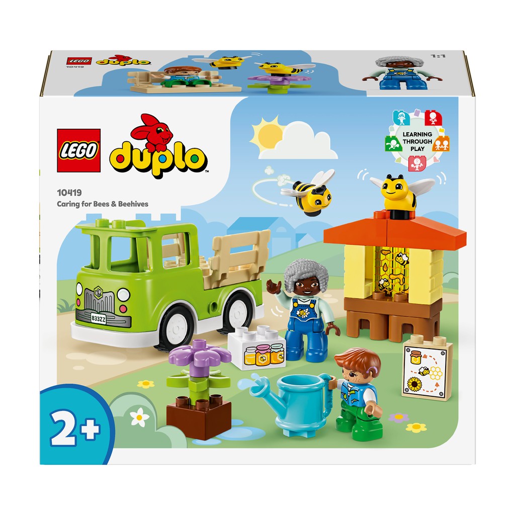LEGO Duplo with bees, Beehives and a friendly beekeeper