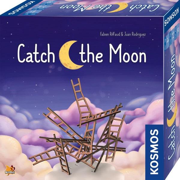 this image shows the box for catch the moon! use ladders to balance up and reach for the sky