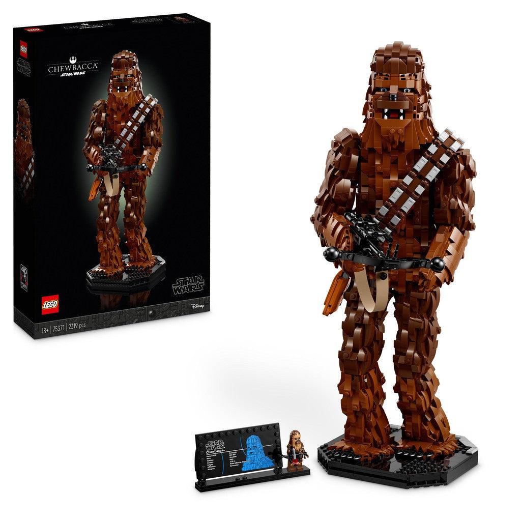 image shows a Chewbacca Star Wars LEGO figure. The Chewbacca is massive. 