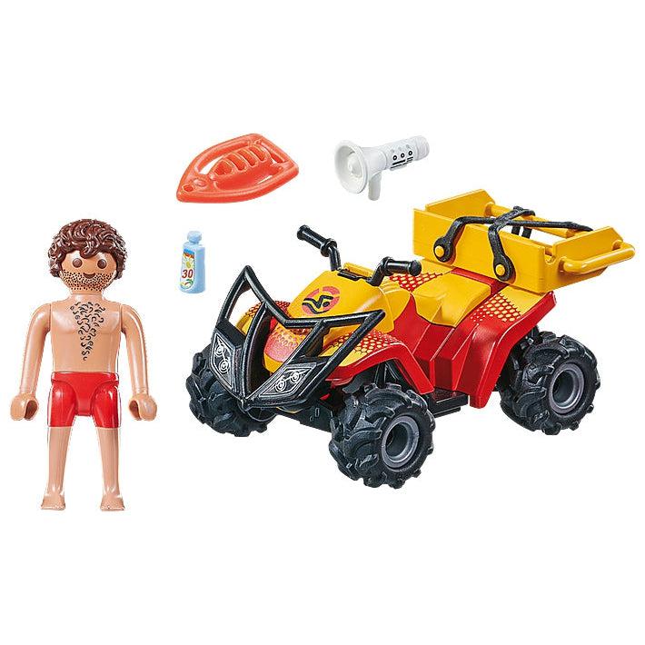 City Athis image shows the lifeguard, sunblock, floating raft, microphone and four wheeler. 