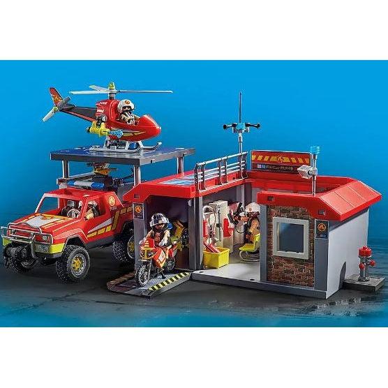 This picture shows the helocopter set, fire truck set and the mobile fire station set, each sold separately. 